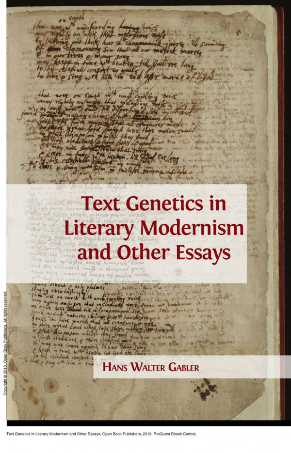 Text Genetics In Literary Modernism And Other Essays 1st Edition Hans Walter Gabler