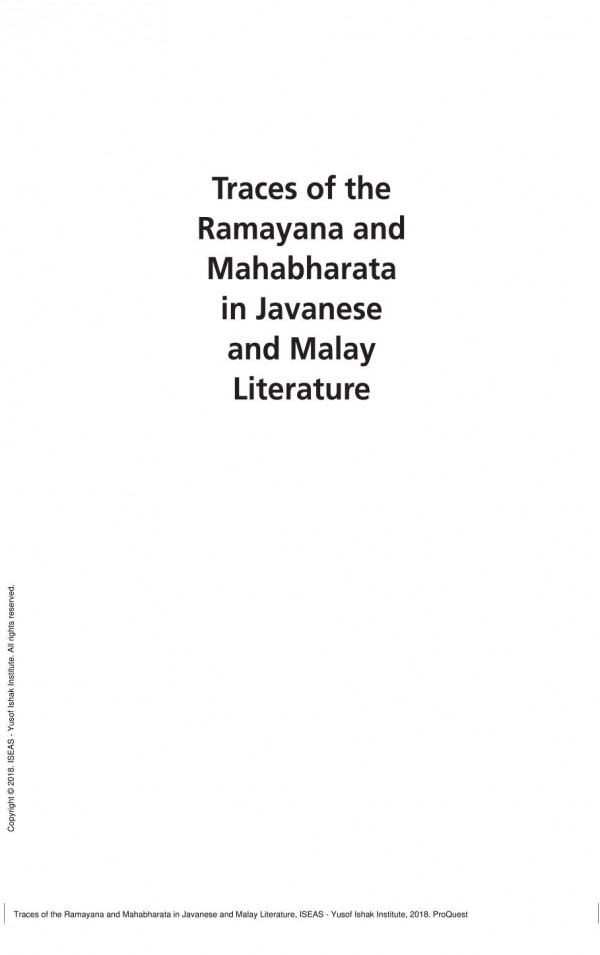 Traces Of The Ramayana And Mahabharata In Javanese And Malay Literature 1st Edition Choo Ming Ding Willem Van Der Molen