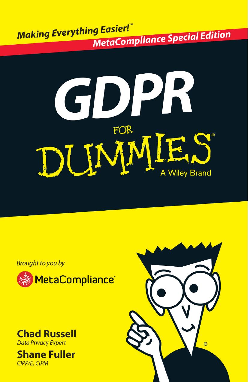 Gdpr For Dummies Metacompliance Special Edition Metacompliance Special Edition Chad Russell