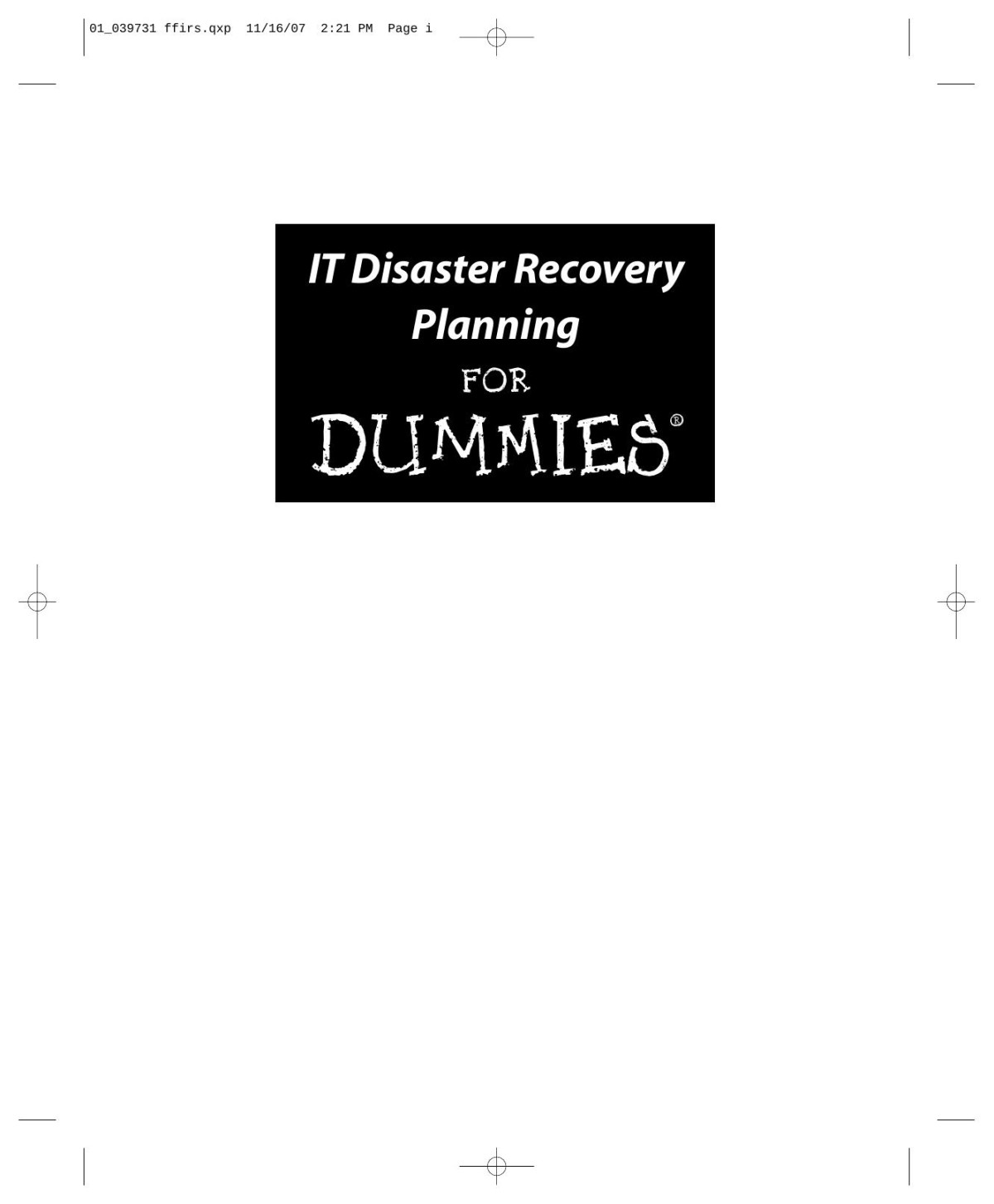 It Disaster Recovery Planning For Dummies 1st Peter Gregory Cisa