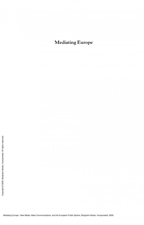 Mediating Europe New Media Mass Communications And The European Public Sphere 1st Edition Jackie Harrison Bridgette Wessels
