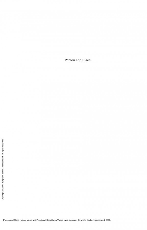 Person And Place Ideas Ideals And Practice Of Sociality On Vanua Lava Vanuatu 1st Edition Sabine Hess
