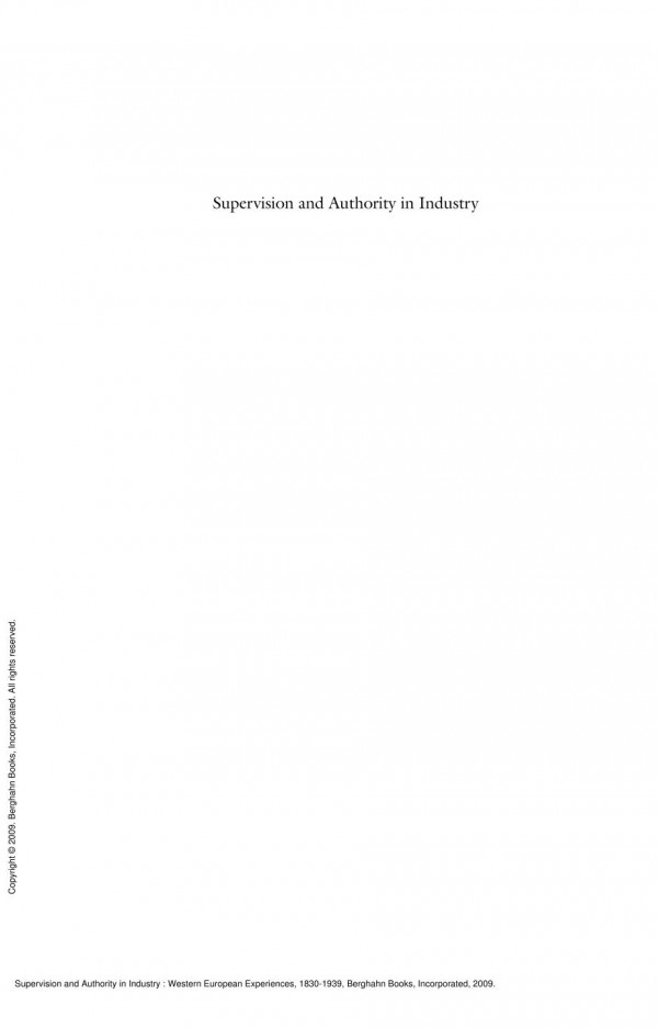 Supervision And Authority In Industry Western European Experiences 18301939 1st Edition Patricia Van Den Eeckhout