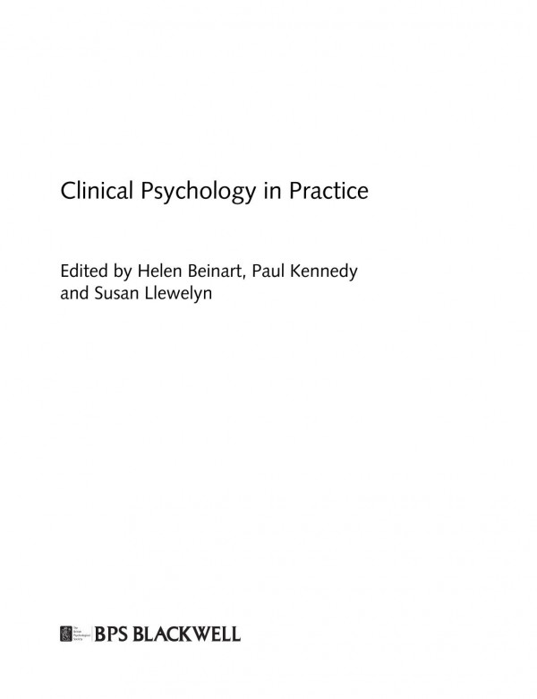 Clinical Psychology In Practice 1st Edition Susan Llewelyn Helen Beinart Paul Kennedy