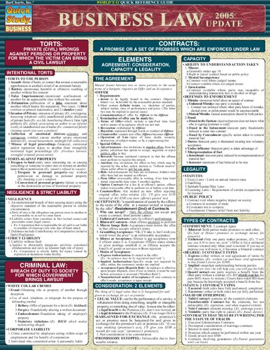 Business Law A Quickstudy Laminated Reference Guide Linda Harrison Jd