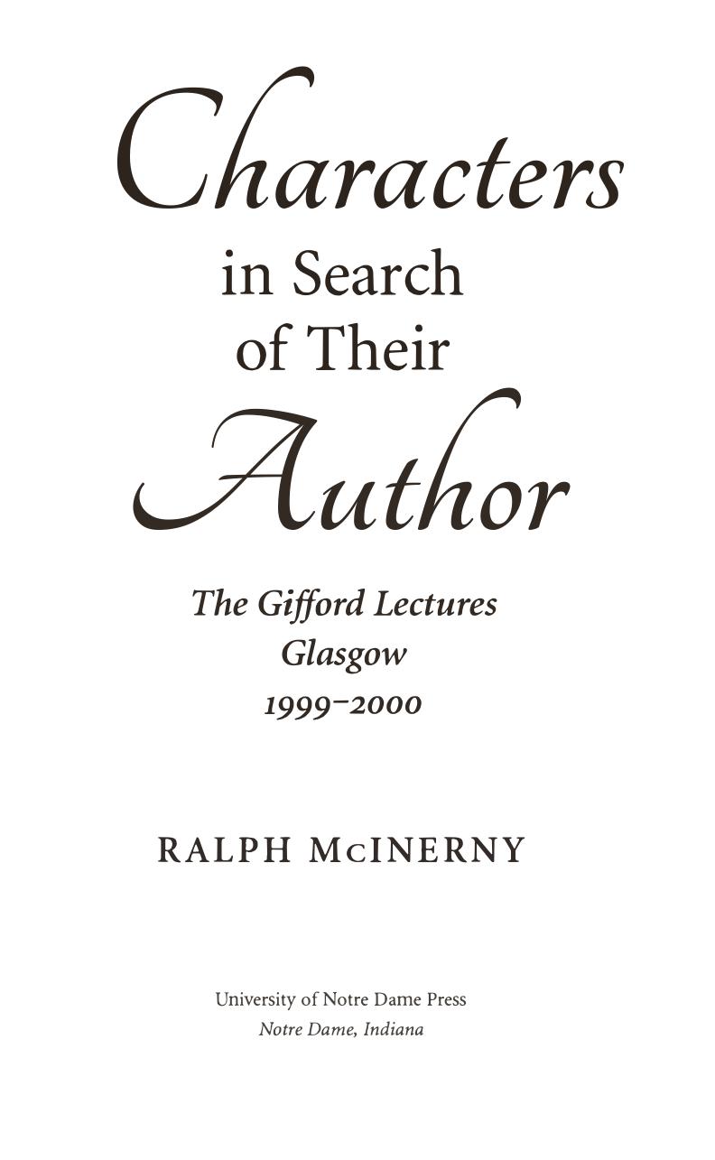 Characters In Search Of Their Author 1st Edition Ralph Mcinerny