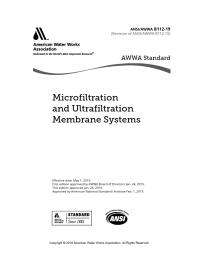 Awwa B11219 Microfiltration And Ultrafiltration Membrane Systems 1st Edition Awwa