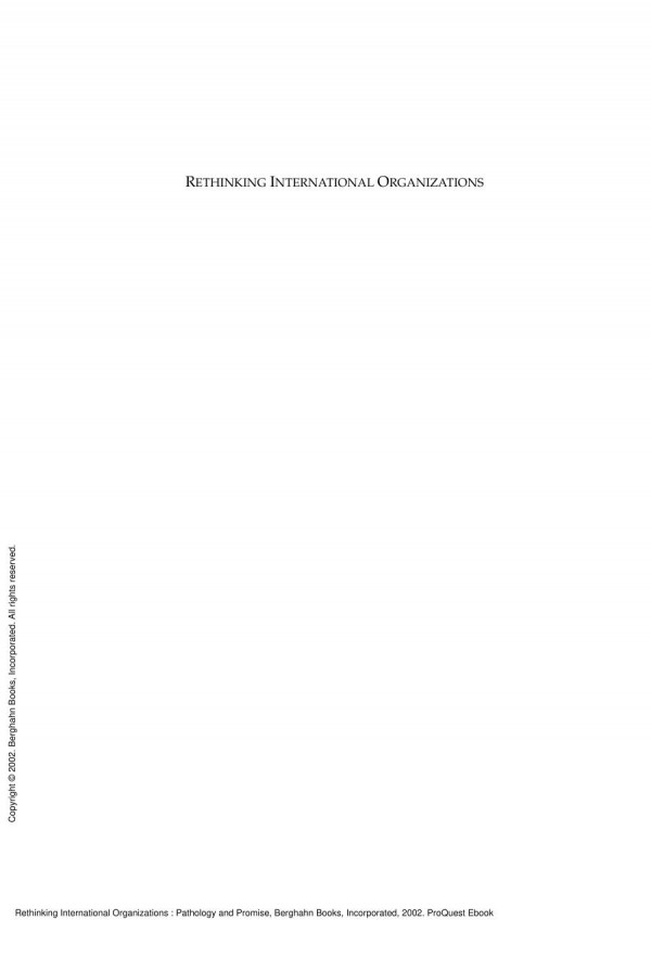 Rethinking International Organizations Pathology And Promise 1st Edition Dennis Dijkzeul Yves Beigbeder