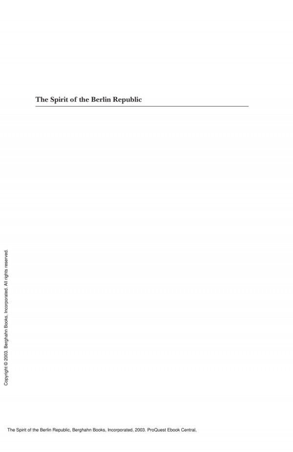 The Spirit Of The Berlin Republic 1st Edition Dieter Dettke