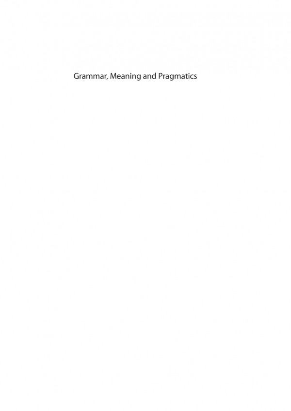 Grammar Meaning And Pragmatics 1st Edition Frank Brisard Janola Stman Jef Verschueren
