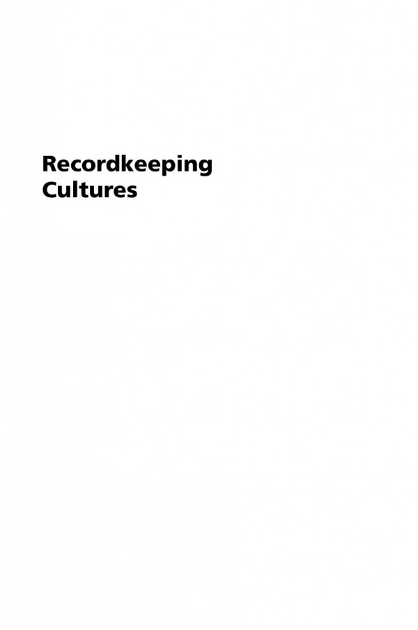 Recordkeeping Cultures 2nd Edition Gillian Oliver Fiorella Foscarini
