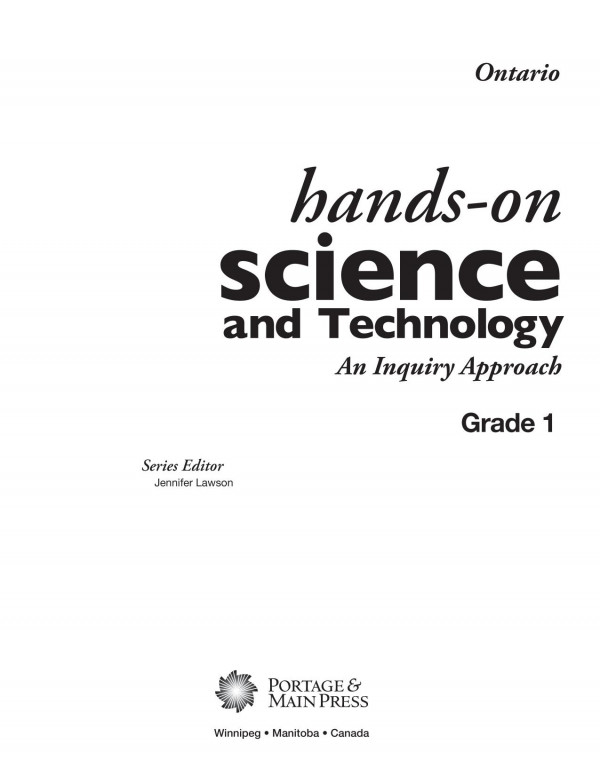 Handson Science And Technology For Ontario Grade 1 An Inquiry Approach Jennifer E Lawson