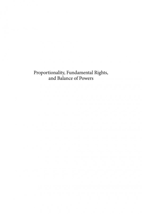 Proportionality Fundamental Rights And Balance Of Powers 1st Edition Davor Susnjar