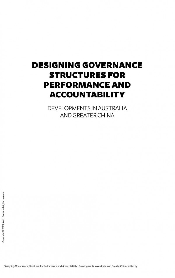 Designing Governance Structures For Performance And Accountability Developments In Australia And Greater China 1st Edition Hon S Chan Meili Niu Andrew Podger Tsaitsu Su John Wanna