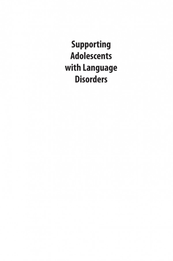 Supporting Adolescents With Language Disorders 1st Edition Sarah Spencer
