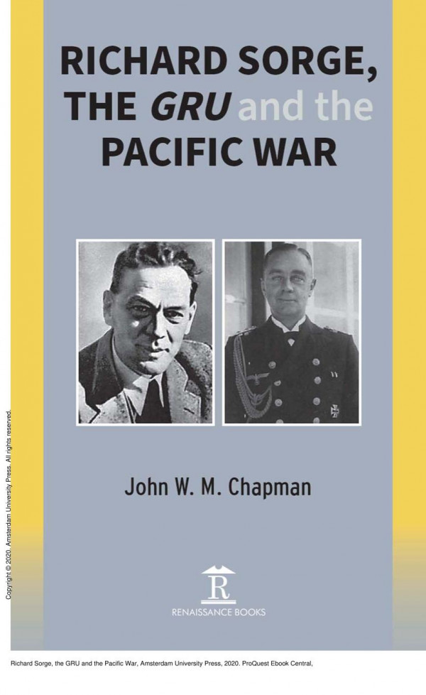 Richard Sorge The Gru And The Pacific War 1st Edition John W M Chapman