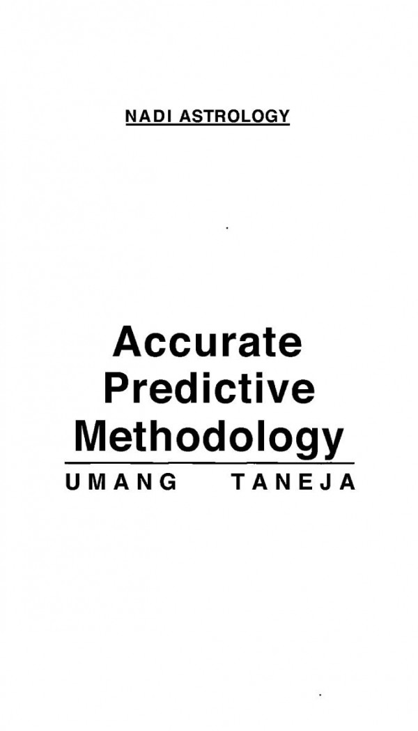 Nadi Astrology Accurate Predictive Methodology 2013th Edition Umang Taneja
