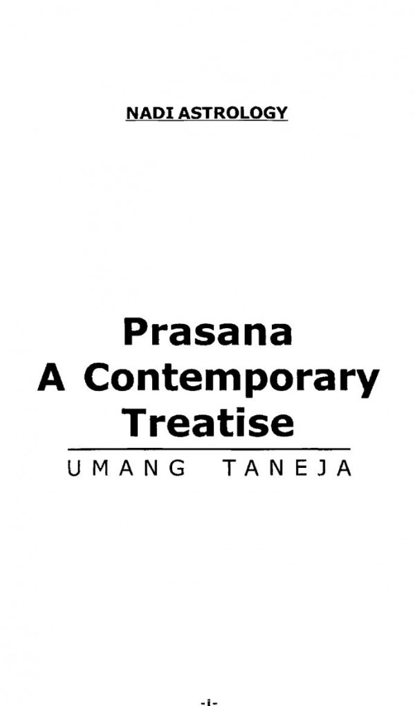Prashna Nadi Astrology A Contemporary Treatise 2013th Edition Umang Taneja