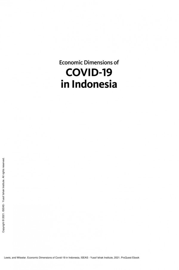 Economic Dimensions Of Covid19 In Indonesia 1st Edition Lewis Witoelar