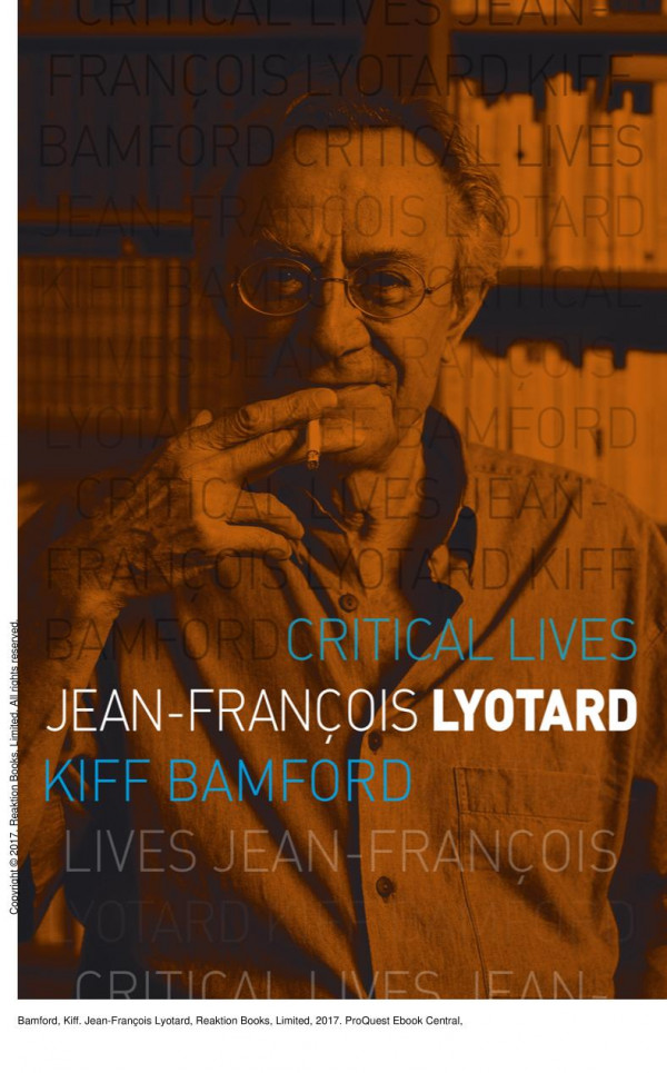 Jeanfranois Lyotard 1st Edition Kiff Bamford