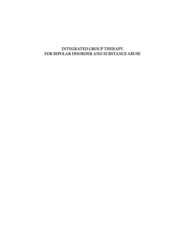 Integrated Group Therapy For Bipolar Disorder And Substance Abuse 1st Edition Roger D Weiss Hilary S Connery