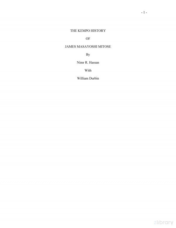 Kempo History Of James Masayoshi Mitose Nimr R Hassan William Durbin