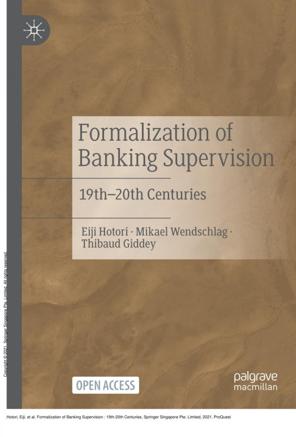 Formalization Of Banking Supervision 19th20th Centuries 1st Edition Eiji Hotori