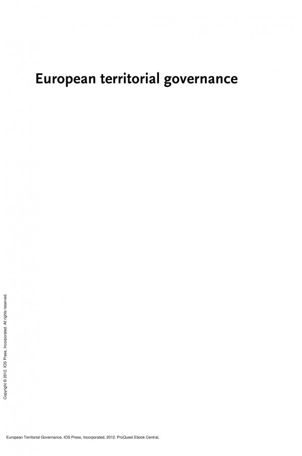 European Territorial Governance 1st Edition W Zonneveld J De Vries L Janssenjansen
