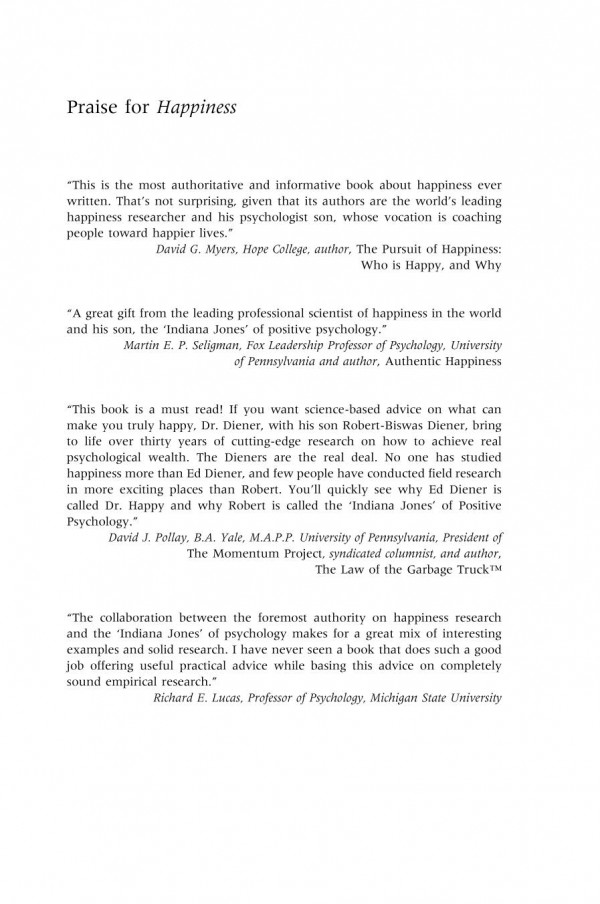 Happiness Unlocking The Mysteries Of Psychological Wealth Ed Diener