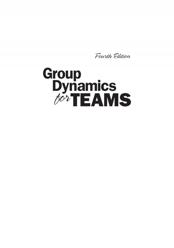 Group Dynamics For Teams 4th Edition Daniel Levi
