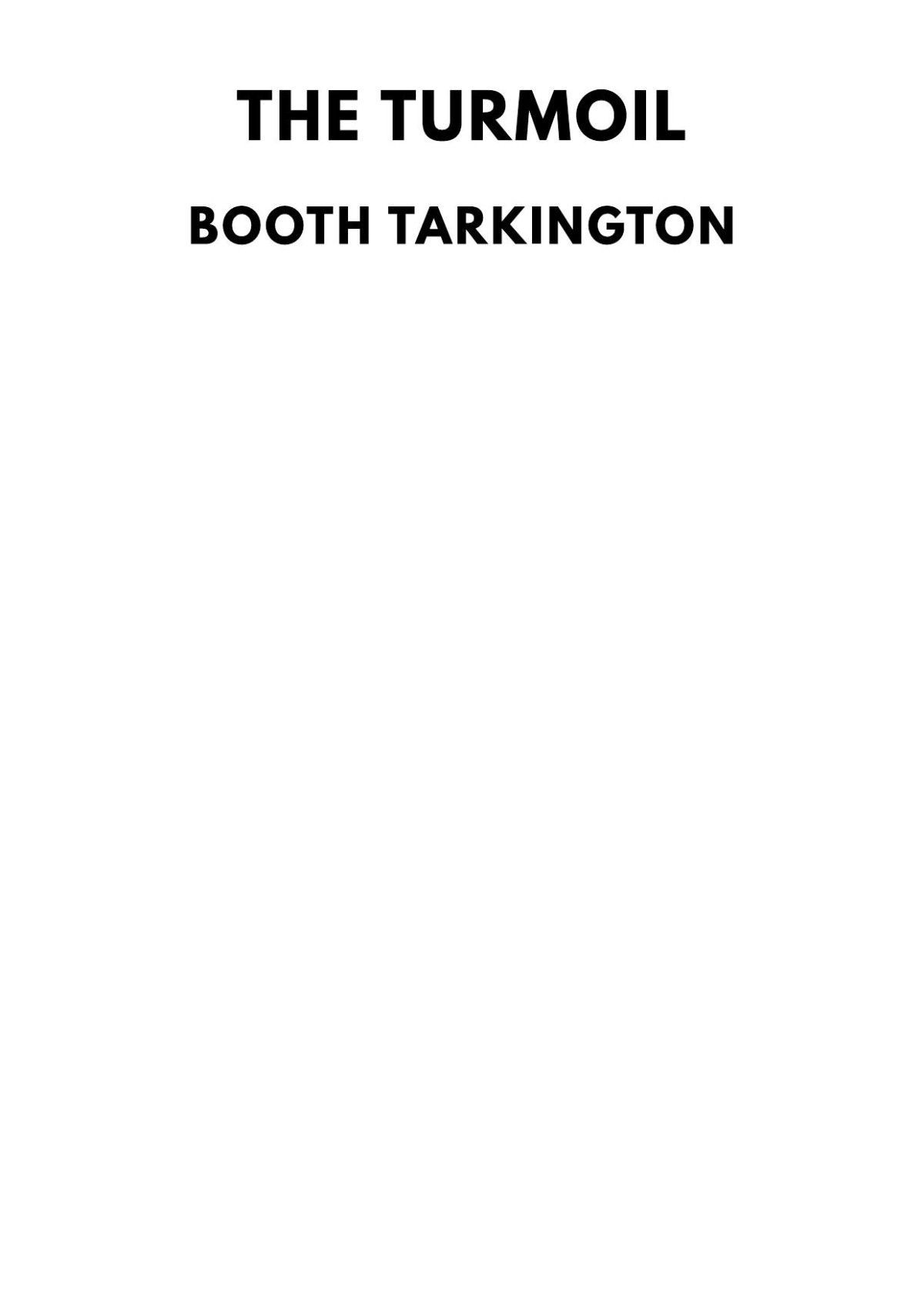 The Turmoil Booth Tarkington