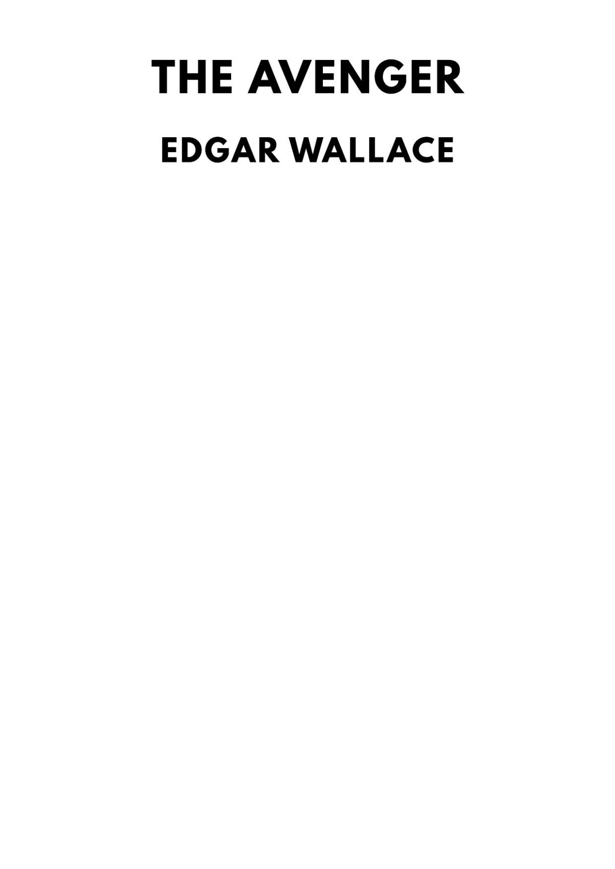 The Avenger Edgar Wallace