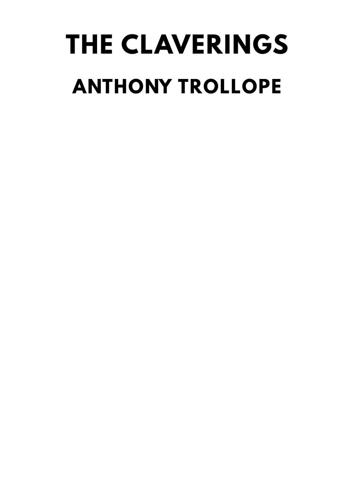 The Claverings Anthony Trollope