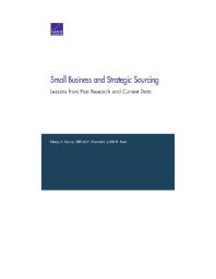 Small Business And Strategic Sourcing Lessons From Past Research And Current Data 1st Edition Nancy Y Moore Clifford A Grammich Judith D Mele