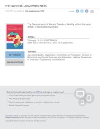 Recent Fertility Trends In Subsaharan Africa Workshop Summary 1st Edition And Medicine Engineering National Academies Of Sciences Division Of Behavioral And Social Sciences And Education Committee On Population Alexandra Beatty