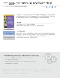Lessons Learned From Diverse Efforts To Change Social Norms And Opportunities And Strategies To Promote Behavior Change In Behavioral Health 1st Edition National Academies Of Sciences