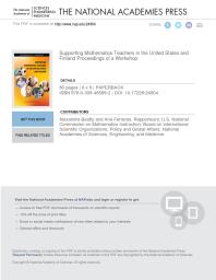 Supporting Mathematics Teachers In The United States And Finland Proceedings Of A Workshop 1st Edition And Medicine Engineering National Academies Of Sciences Policy And Global Affairs Board On International Scientific Organizations Us National Commission On Mathematics Instruction Ana Ferreras Alexandra Beatty