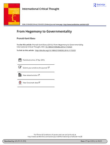 From Hegemony To Governmentality Pranab Kanti Basu
