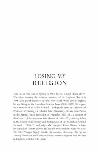 Losing My Religion Unbelief In Australia 1st Edition Tom Frame