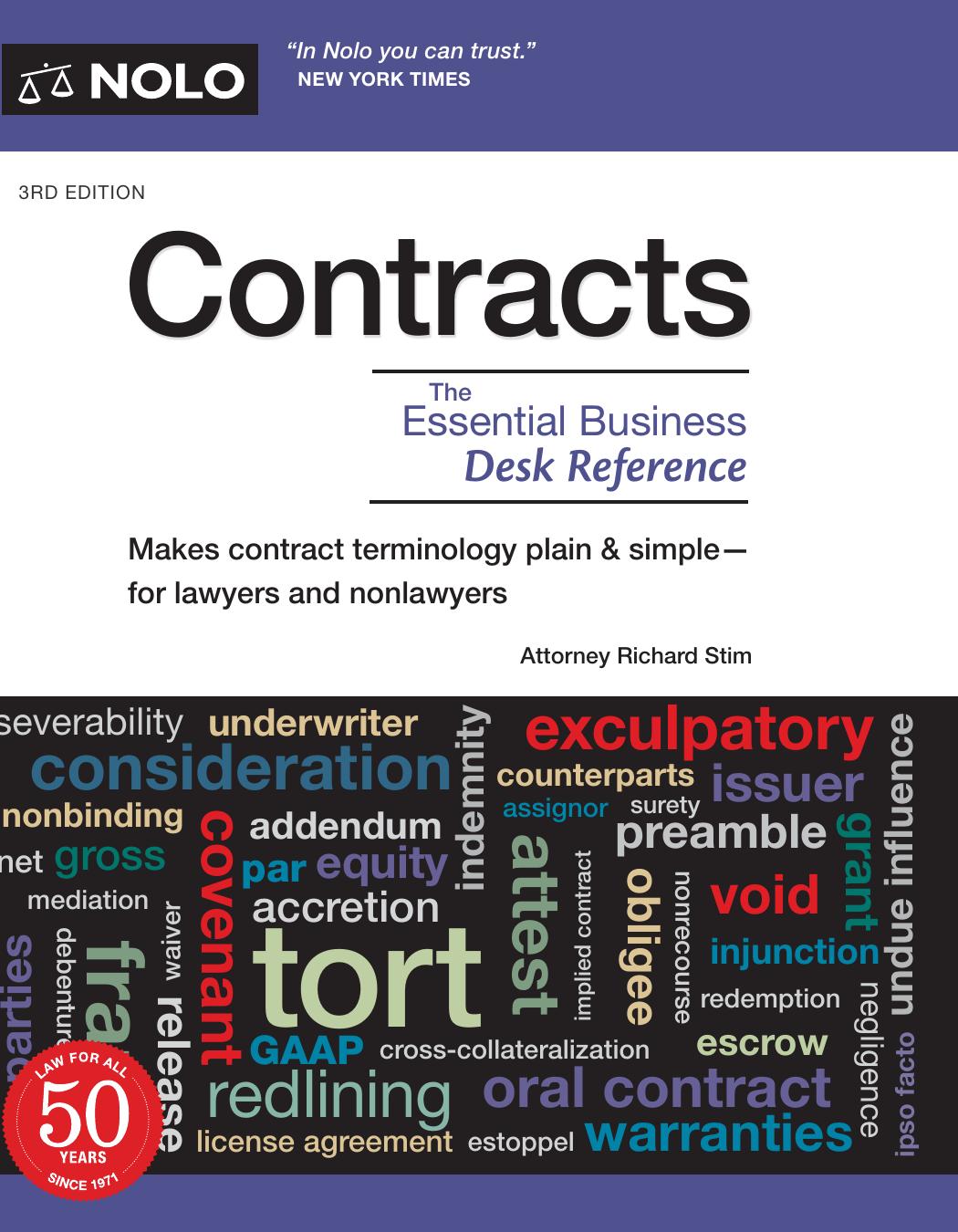 Contracts The Essential Business Desk Reference Richard Stim