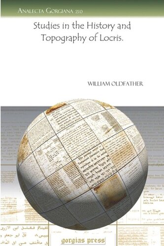 Studies In The History And Topography Of Locris William Oldfather