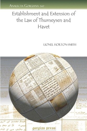 Establishment And Extension Of The Law Of Thurneysen And Havet Lionel Hortonsmith