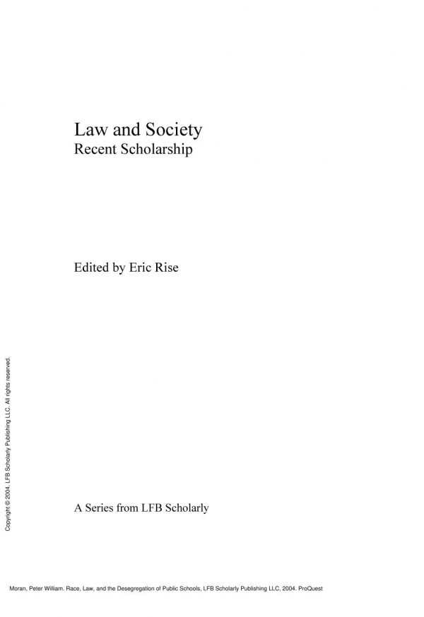 Race Law And The Desegregation Of Public Schools Peter William Moran