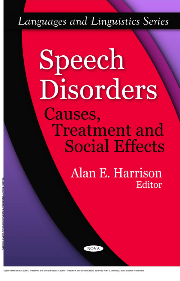 Speech Disorders Causes Treatment And Social Effects Causes Treatment And Social Effects 1st Edition Alan E Harrison