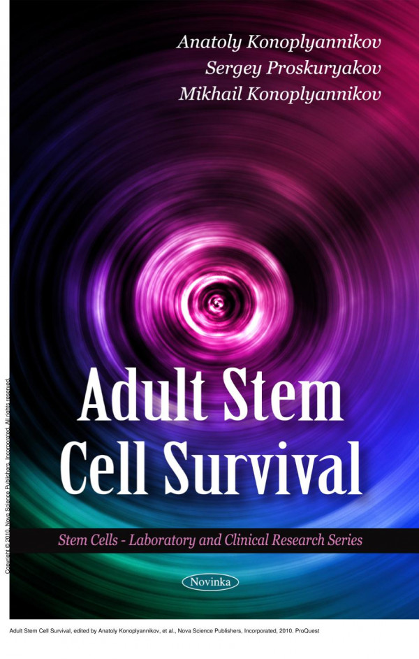 Adult Stem Cell Survival 1st Edition Anatoly Konoplyannikov Sergey Proskuryakov Mikhail Konoplyannikov