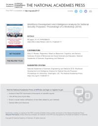 Workforce Development And Intelligence Analysis For National Security Purposes Proceedings Of A Workshop 1st Edition And Medicine Engineering National Academies Of Sciences Division Of Behavioral And Social Sciences And Education And Sensory Sciences Cognitive Board On Behavioral Holly G Rhodes