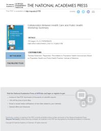 Collaboration Between Health Care And Public Health Workshop Summary 1st Edition Institute Of Medicine Board On Population Health And Public Health Practice Roundtable On Population Health Improvement Theresa Wizemann