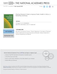 Sharing Research Data To Improve Public Health In Africa A Workshop Summary 1st Edition And Medicine Engineering National Academies Of Sciences Division Of Behavioral And Social Sciences And Education Committee On Population Thomas J Plewes Mary Ellen Oconnell