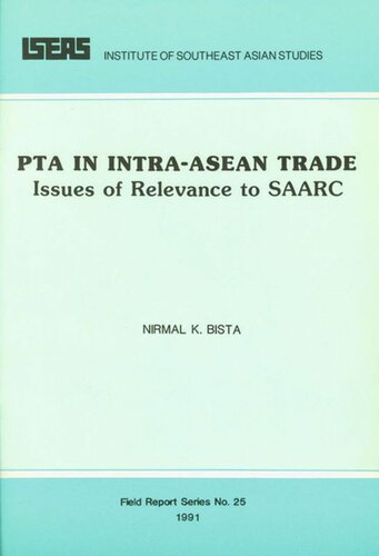 Pta In Intraasean Trade Issues Of Relevance To Saarc Nirmal K Bista