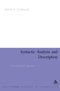 Syntactic Analysis And Description A Constructional Approach 1st Edition David Lockwood